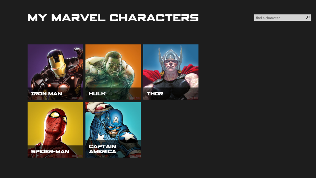 Página principal con mis personajes preferidos